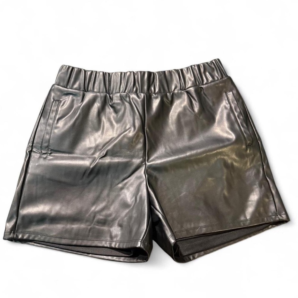 Christian Siriano Black Faux Leather Shorts